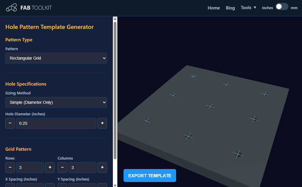 Hole Pattern Template Generator